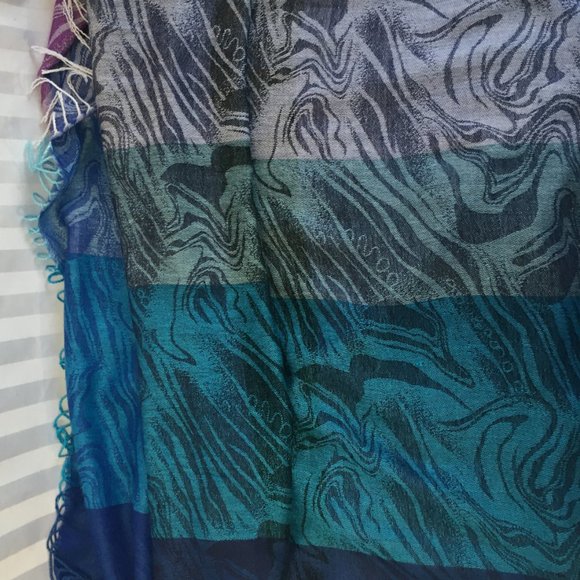 Women Gray Purple Blue 100% Pashmina Scarf Wrap Shawl Bohemian Cashmere Boho - Picture 10 of 12